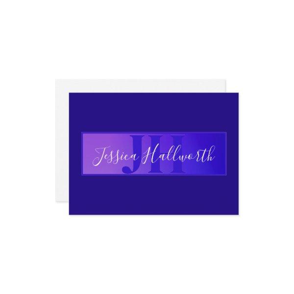 Modern Elegant Script Name & Monogram Ombre Purple Enclosure Card