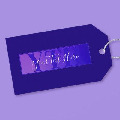 Modern Elegant Script Name & Monogram Ombre Purple Gift Tags