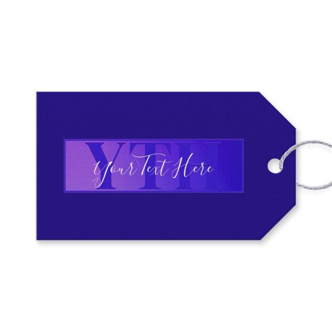 Modern Elegant Script Name & Monogram Ombre Purple Gift Tags