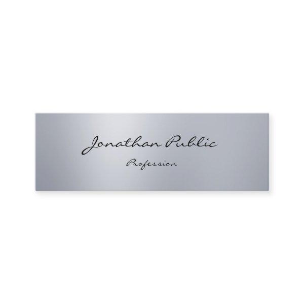 Modern Elegant Script Silver Minimalistic Trendy Mini