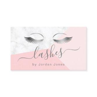 Modern elegant silver white marble pink lashes