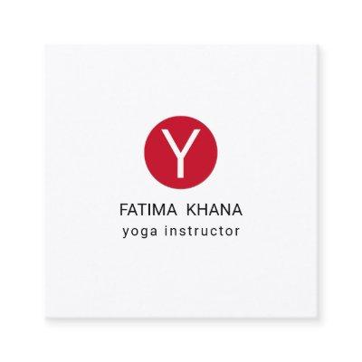 Modern Elegant Simple Monogrammed  Red Yoga Square