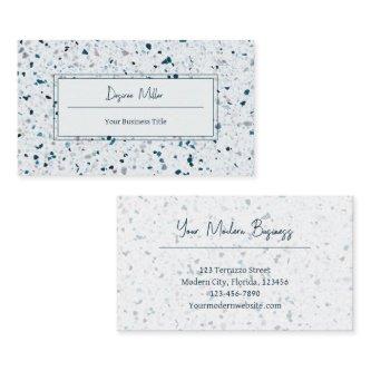 Modern Elegant Teal Blue White Terrazzo Pattern