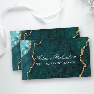 Modern Elegant Teal Gold Marble Agate Geode