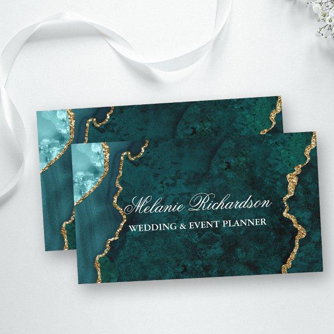 Modern Elegant Teal Gold Marble Agate Geode
