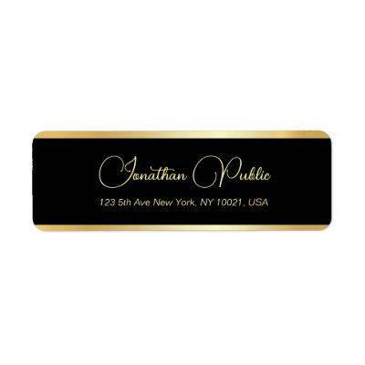 Modern Elegant Template Black Gold Return Address Label