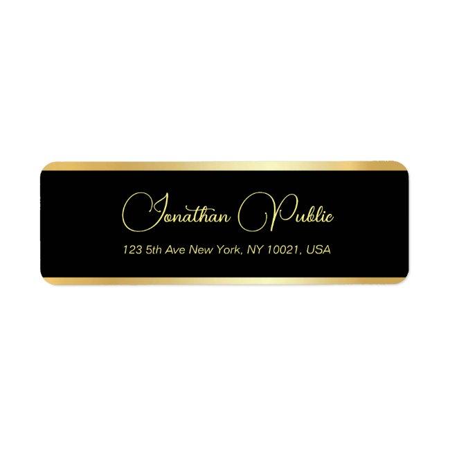 Modern Elegant Template Black Gold Return Address Label