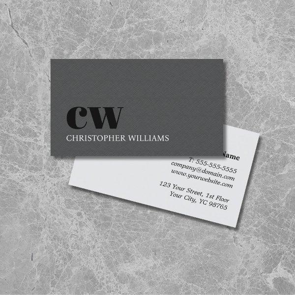 Modern Elegant Texture Gray Bold Monogram