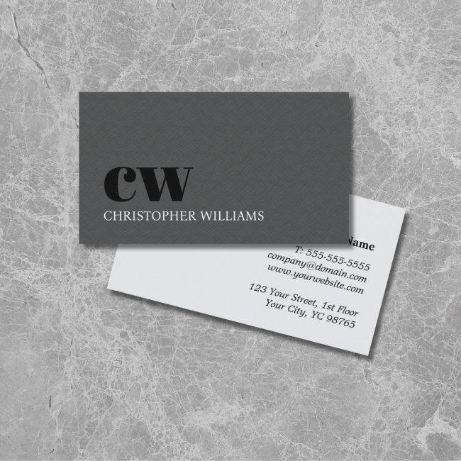 Modern Elegant Texture Gray Bold Monogram