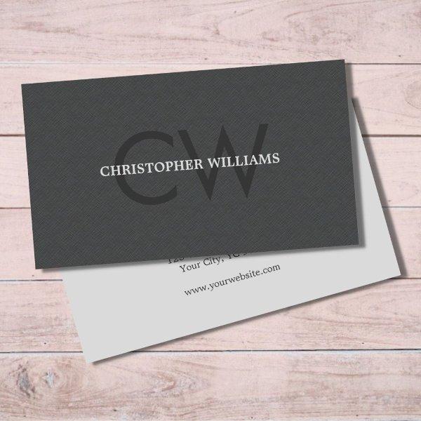 Modern Elegant Texture Gray Monogram Consultant