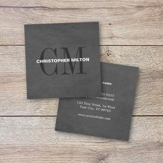 Modern Elegant Texture Grey Monogram Consultant Square