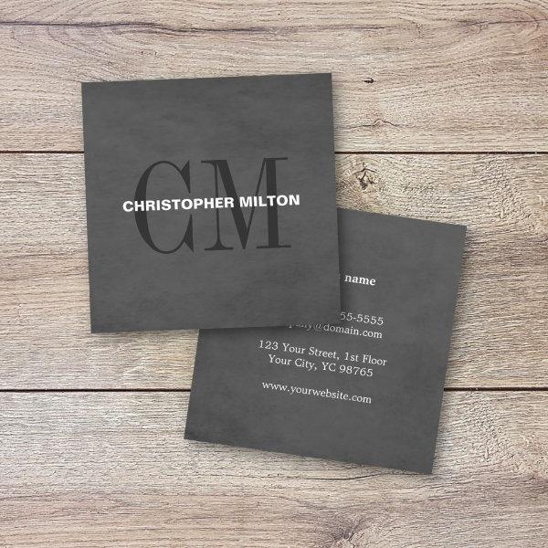 Modern Elegant Texture Grey Monogram Consultant Square
