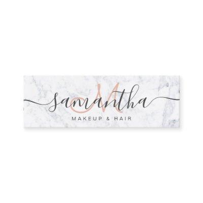 Modern elegant trendy white marble makeup hair mini