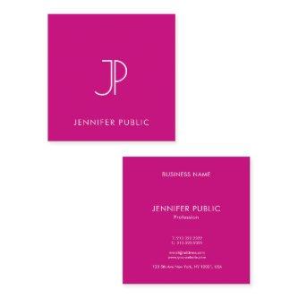 Modern Elegant Viva Magenta Monogram Initial Square