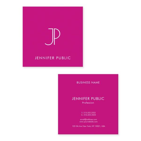 Modern Elegant Viva Magenta Monogram Initial Square
