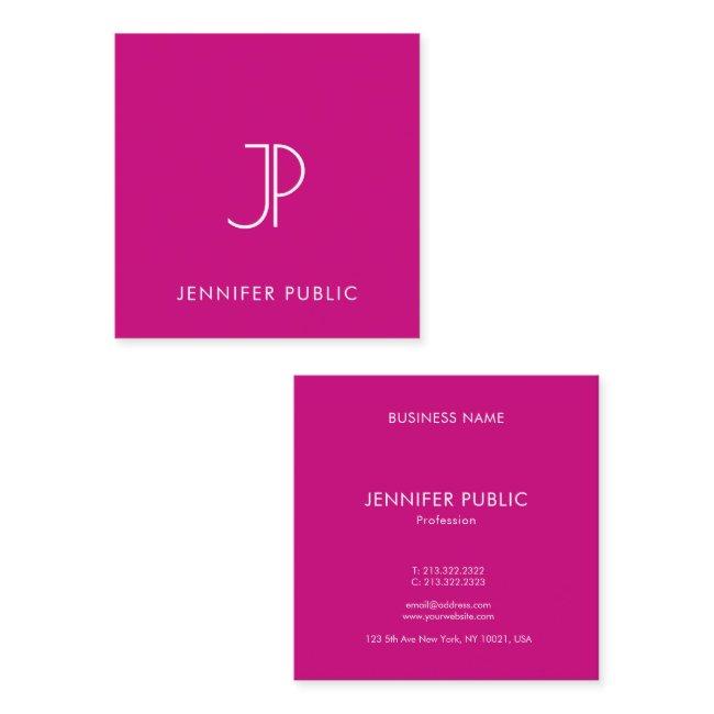 Modern Elegant Viva Magenta Monogram Initial Square