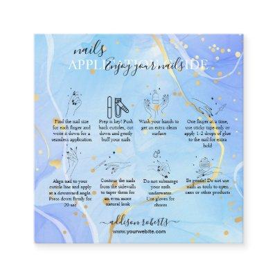 Modern Elegant Watercolor  Nail Application Guide Square