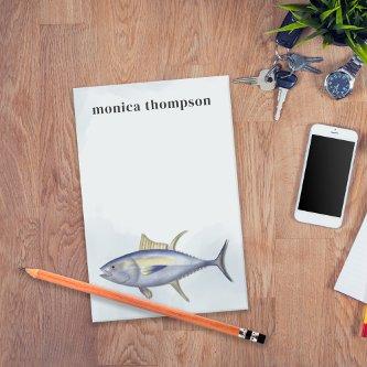 Modern Elegant Watercolor Simple Blue Tuna Fish Post-it Notes