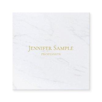 Modern Elegant White Marble Gold Text Luxury Plain Square