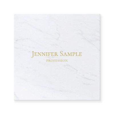 Modern Elegant White Marble Gold Text Luxury Plain Square