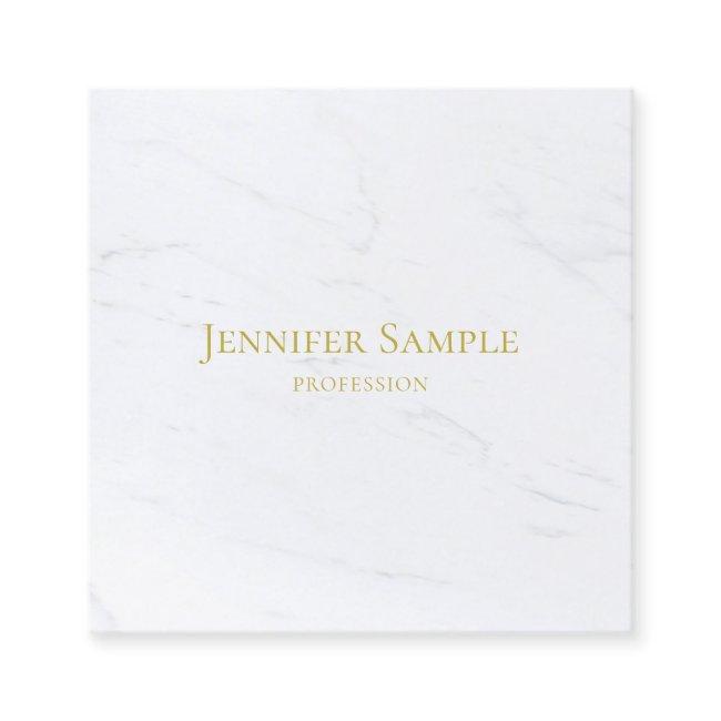 Modern Elegant White Marble Gold Text Luxury Plain Square