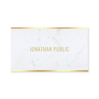 Modern Elegant White Marble Gold Text Professional