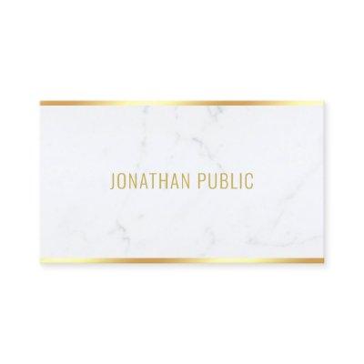 Modern Elegant White Marble Gold Text Professional