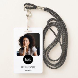 Modern Employee Photo Id Card QR Code White Badge