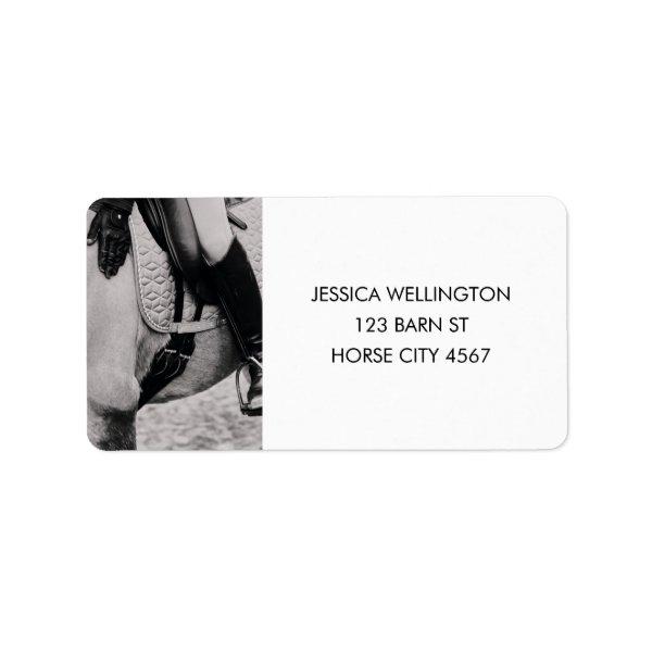 Modern Equestrian Horse Riding Photo Address Label