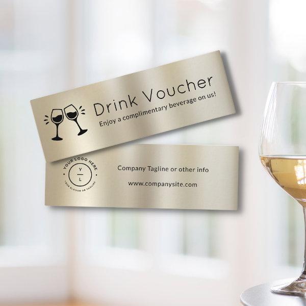 Modern Event Business Logo Gold Drink Voucher Mini