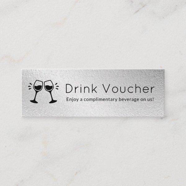 Modern Event Business Logo Silver Drink Voucher Mini