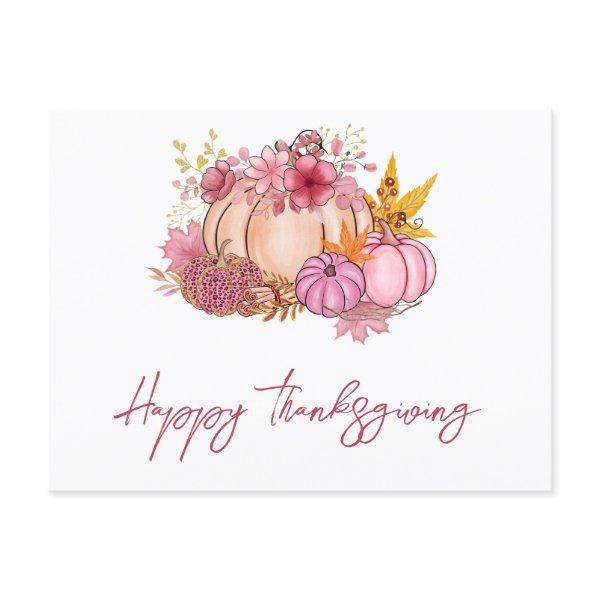 Modern Fall Pumpkin Harvest Thanksgiving Greeting  Holiday Postcard