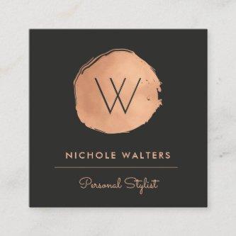 Modern Faux Foil Painted Circle | Rose Gold Square
