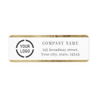 Modern faux gold border logo return address label