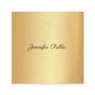 Modern Faux Gold Glitter Hand Script Calligraphy Square