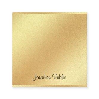 Modern Faux Gold Glitter Hand Script Elegant Plain Square