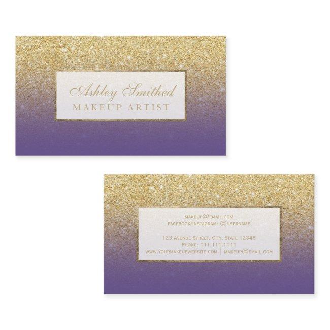 Modern faux gold glitter purple ombre makeup