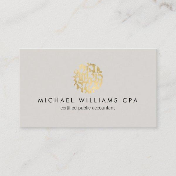 Modern Faux Gold Numbers Logo Accountant Gray