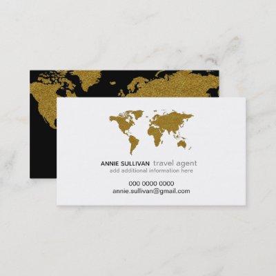 modern faux gold world map prof. travel agent