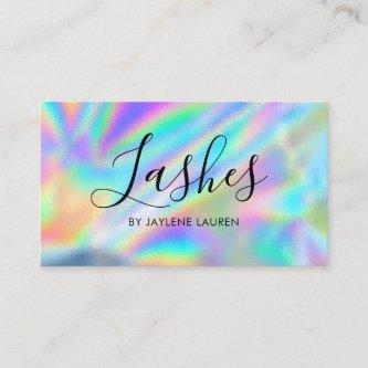 Modern Faux Holographic Foil Lashes Aftercare Card