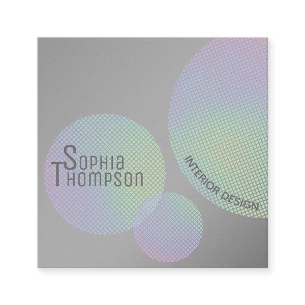 Modern Faux Holographic Rainbow Circles Square
