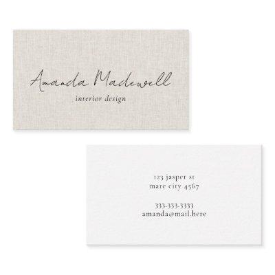 Modern Faux Linen Signature Script Name Business C