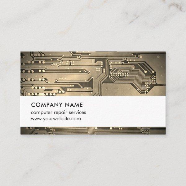 Modern Faux Metal Circuit Board Computer Repair