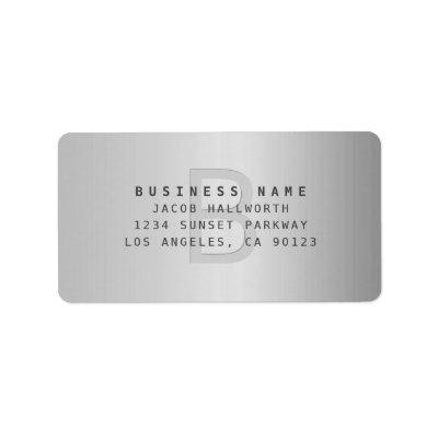 Modern Faux Metal Monogrammed Business Address Label
