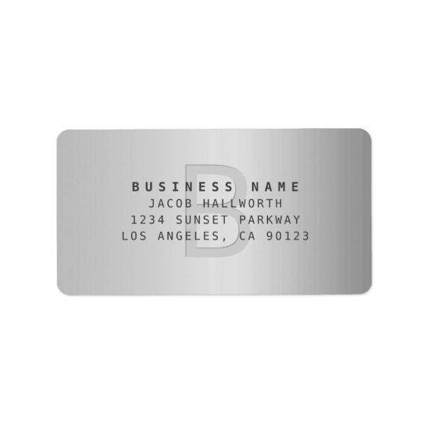 Modern Faux Metal Monogrammed Business Address Label