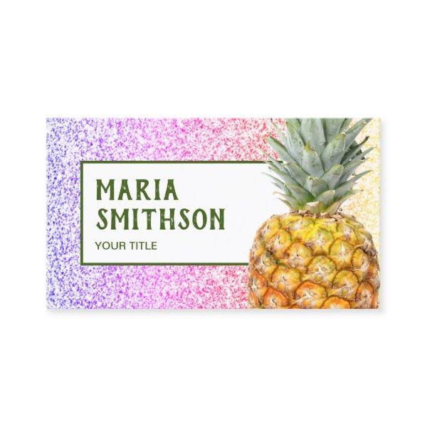 Modern Faux Rainbow Glitter Tropical Pineapple