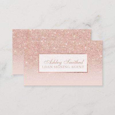 Modern faux rose gold glitter blush ombre notary