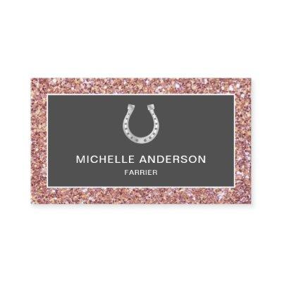 Modern Faux Rose Gold Glitter Horseshoe Farrier