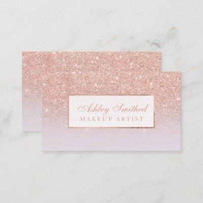 Modern faux rose gold glitter lilac ombre makeup