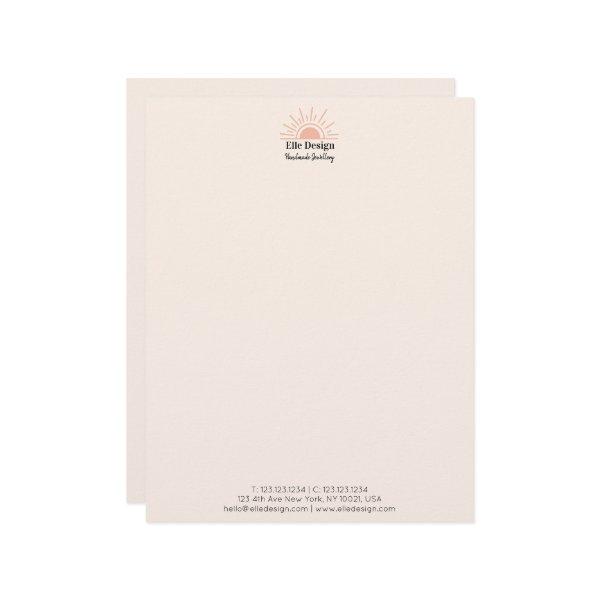 Modern Feminine Blush Pink Boho Sun Professional Letterhead